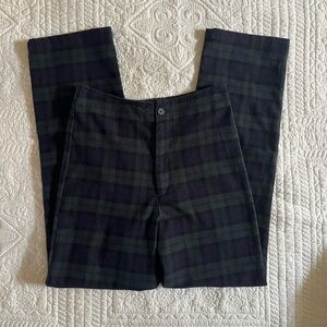 Brandy Melville Navy Blue and Green Plaid Pants